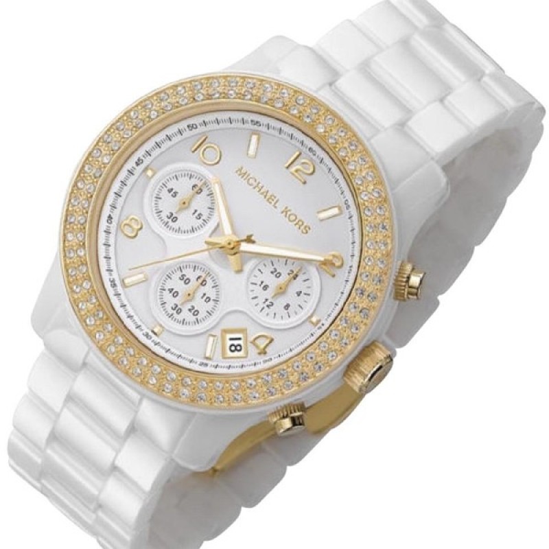 Michael Kors White Ceramic / Gold Mk 5237 Ladies Watch
