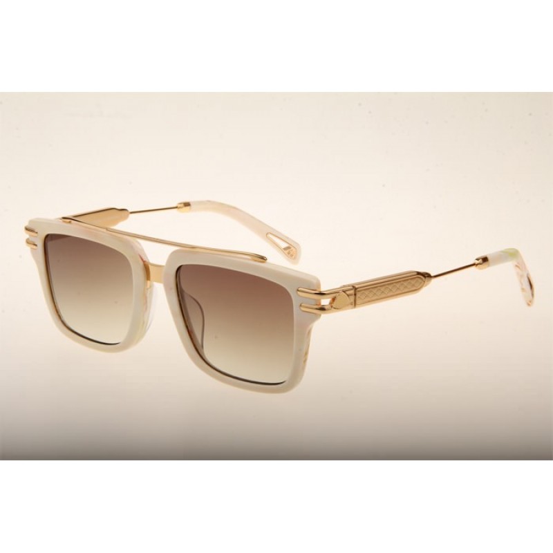Maybach The ACE Sunglasses In White Gold Gradient Brown