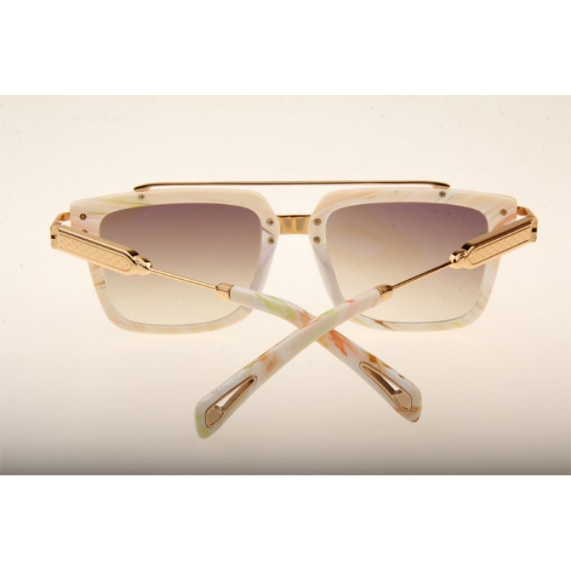 Maybach The ACE Sunglasses In White Gold Gradient Brown