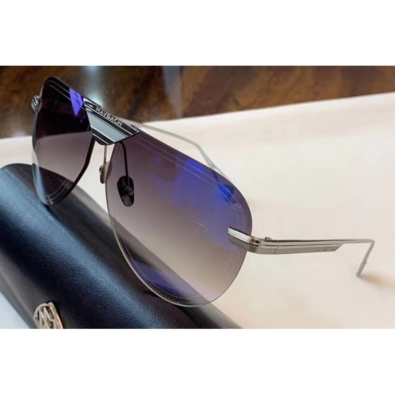 Maybach The Aeronaut II Sunglasses In Silver Gradient Grey