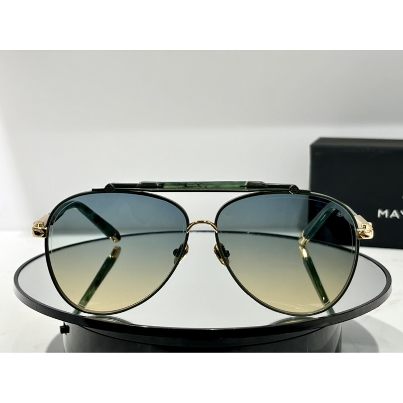 MAYBACH THE HAWK I Sunglasses In Gold Green Gradient Green