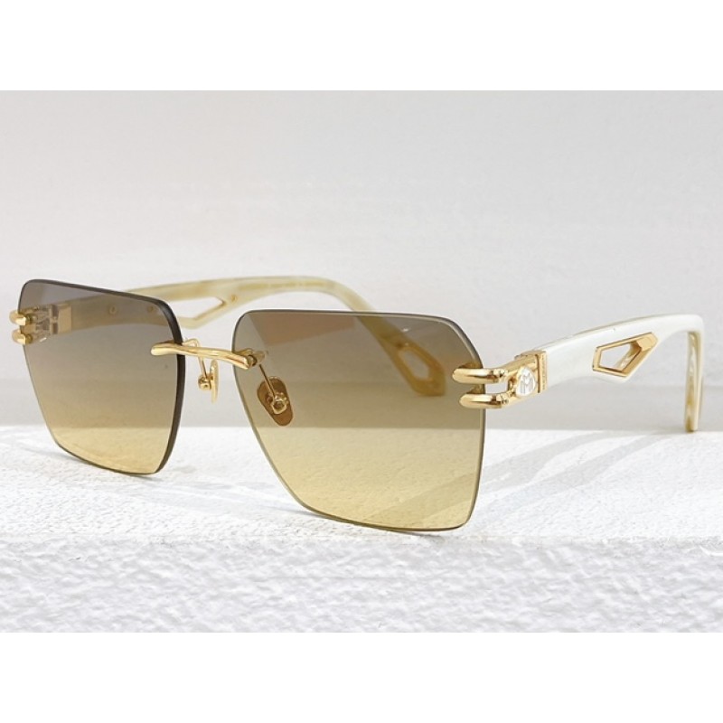 MAYBACH THE WEBEN II Sunglasses In Gold White Gradient Tan